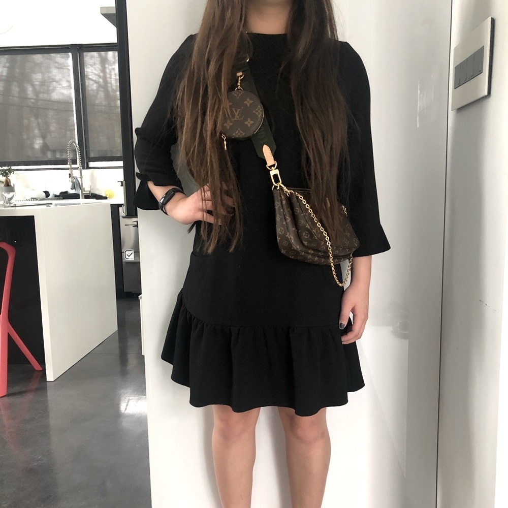 ASOS  black petite drop waist dress